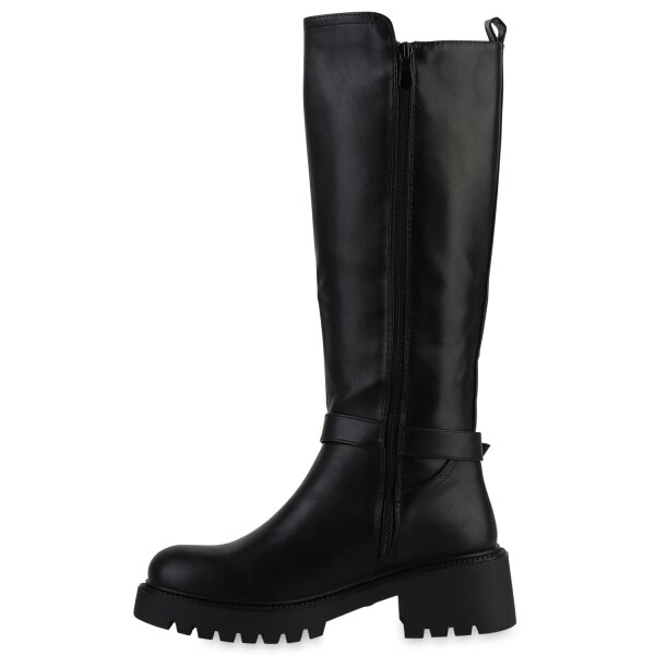 Damen Bikerstiefel in Schwarz