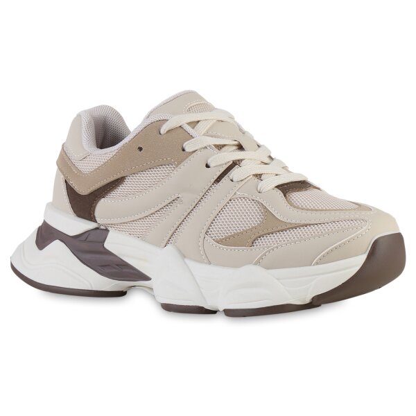 Damen Plateau Sneaker in Beige