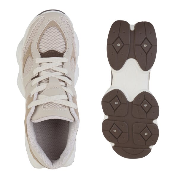 Damen Plateau Sneaker in Beige