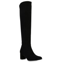 Damen Overknees in Schwarz Velours