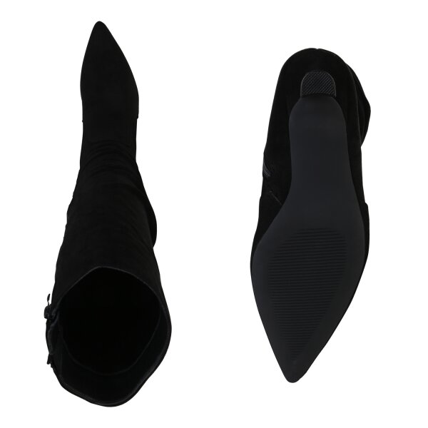 Damen Klassische Stiefel in Schwarz Velours