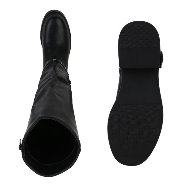 Damen Bikerstiefel in Schwarz