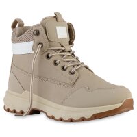 Damen Worker Boots in Beige