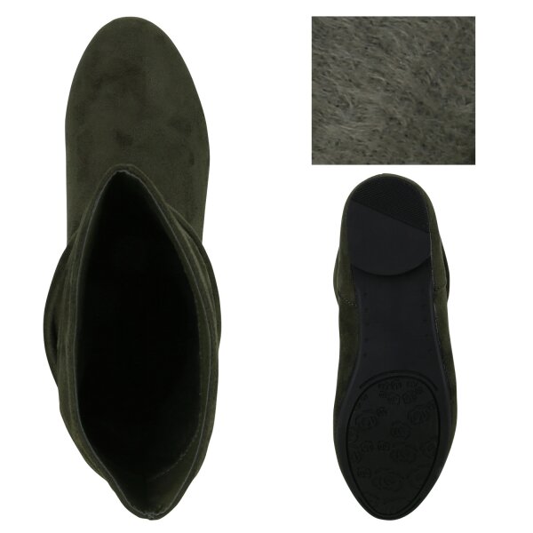 Damen Schlupfstiefeletten in Dunkelgrün