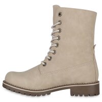 Damen Schnürstiefeletten in Creme