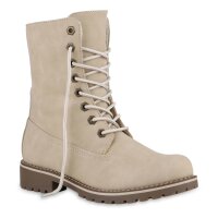 Damen Schnürstiefeletten in Creme