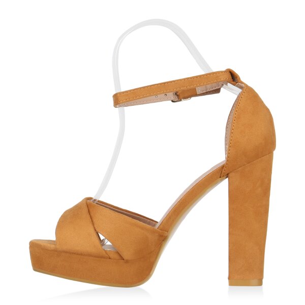 Damen Plateau Sandaletten in Hellbraun