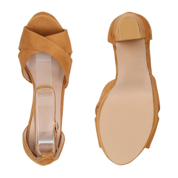 Damen Plateau Sandaletten in Hellbraun