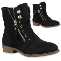 Damen Schnürstiefeletten in Schwarz