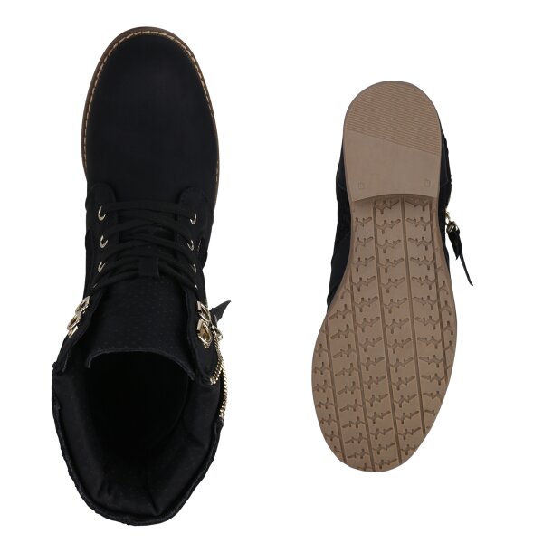Damen Schnürstiefeletten in Schwarz