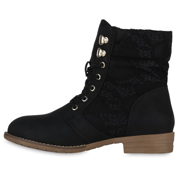 Damen Schnürstiefeletten in Schwarz