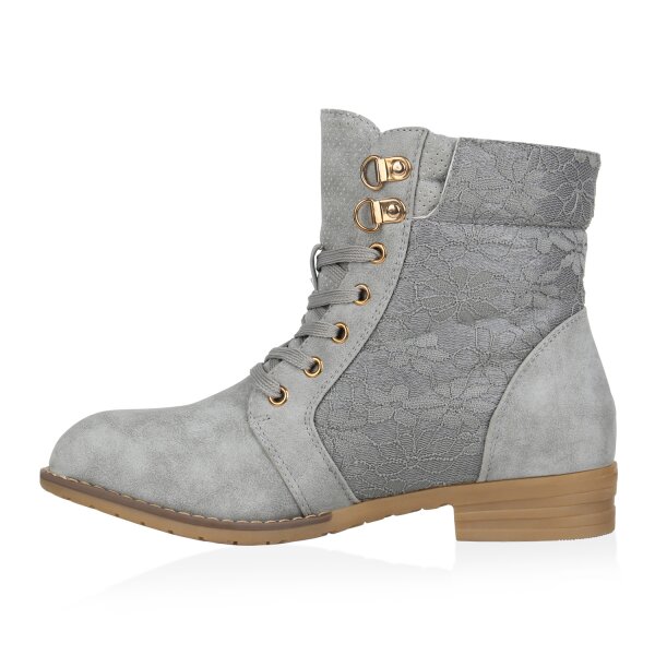 Damen Schnürstiefeletten in Hellgrau