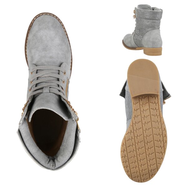 Damen Schnürstiefeletten in Hellgrau