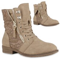 Damen Schnürstiefeletten in Khaki