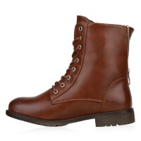 Damen Schnürstiefeletten in Braun PU