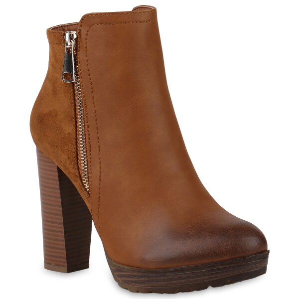Damen Plateau Boots in Hellbraun
