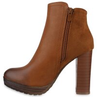 Damen Plateau Boots in Hellbraun