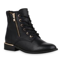 Damen Schnürstiefeletten in Schwarz Muster