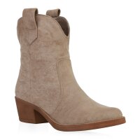 Damen Cowboy Boots in Khaki Velours