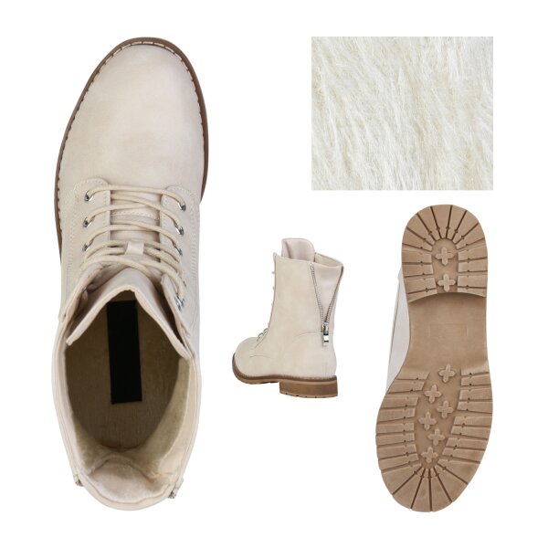 Damen Schnürstiefeletten in Beige