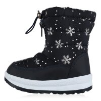 Kinder Winter Boots in Dunkelblau Silber Muster Metallic