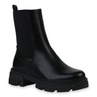 Damen Plateau Boots in Schwarz PU
