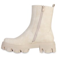 Damen Plateau Boots in Creme