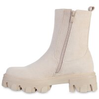 Damen Plateau Boots in Nude Velours