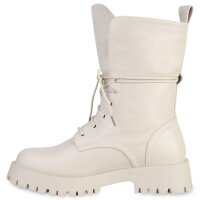 Damen Schnürstiefeletten in Creme