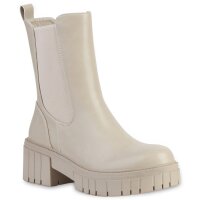 Damen Plateau Boots in Beige