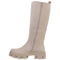 Damen Plateaustiefel in Beige Velours
