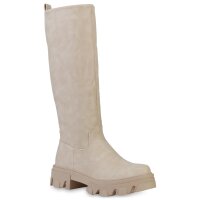 Damen Plateaustiefel in Nude