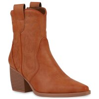 Damen Cowboy Boots in Hellbraun