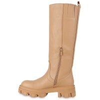 Damen Plateaustiefel in Hellbraun