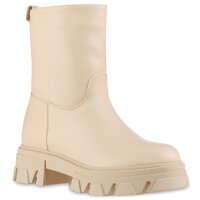 Damen Plateau Boots in Beige