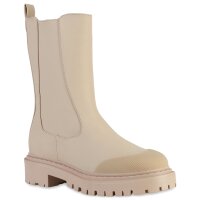 Damen Plateaustiefel in Beige