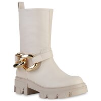 Damen Plateau Boots in Beige