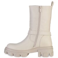 Damen Plateau Boots in Beige