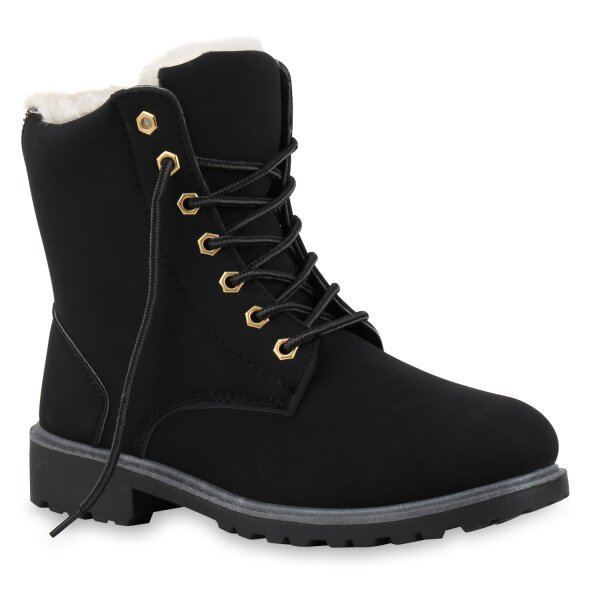 Damen Worker Boots in Schwarz