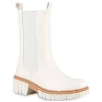 Damen Plateaustiefel in Weiss Kroko