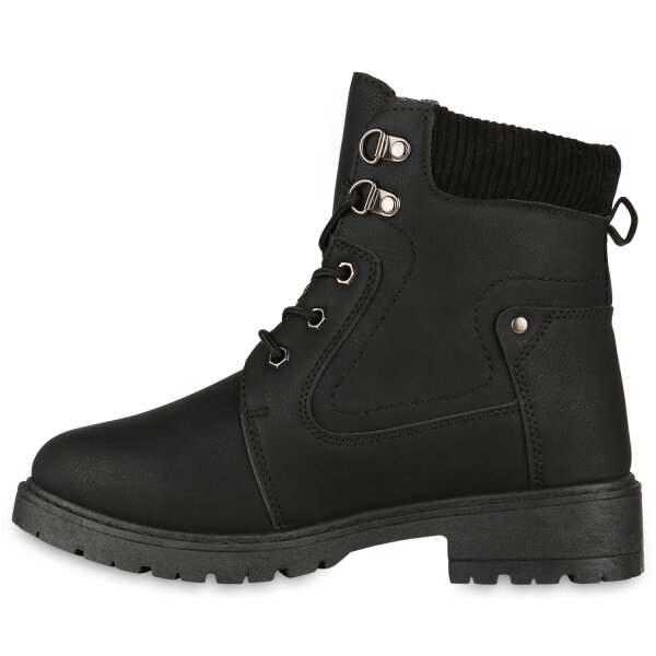 Damen Worker Boots in Schwarz