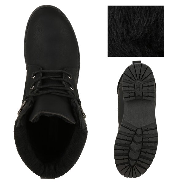 Damen Worker Boots in Schwarz