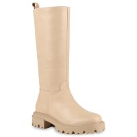 Damen Plateaustiefel in Beige