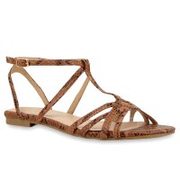 Damen Riemchensandalen in Braun Snake