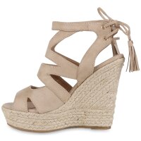 Damen Keilsandaletten in Creme