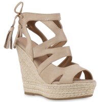 Damen Keilsandaletten in Creme