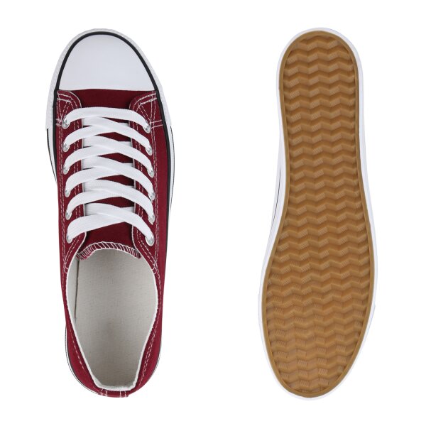 Damen Plateau Sneaker in Dunkelrot