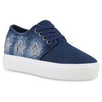 Damen Plateau Sneaker in Dunkelblau