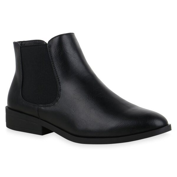 Damen Chelsea Boots in Schwarz PU