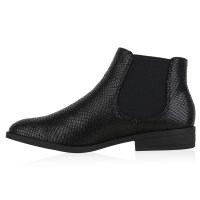 Damen Chelsea Boots in Schwarz Snake